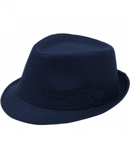 Fashion Wear Manhattan Fedora Hat Design for Men - Navy - C911FQZX6GV