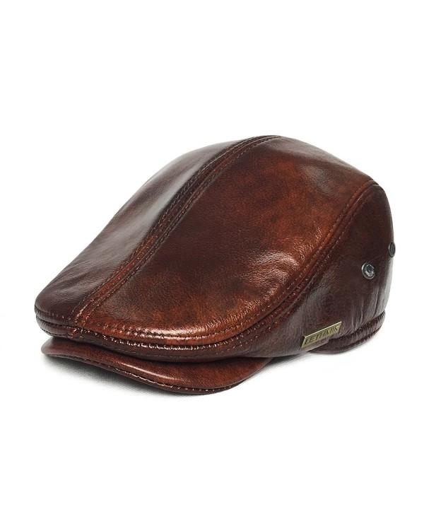 Flat Cap Cabby Hat Genuine Leather Vintage newsboy Cap IVY Driving Cap ...