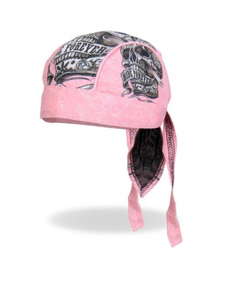 Sugar Muerte Calavera Skull Banner Ride Forever Pink Head Wrap Durag Skull Cap Biker - CR12DAAMIPL