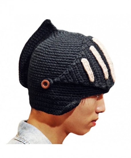 Leegoal Roman Knight Helmet Visor Cosplay Knit Beanie Hat Cap Wind Mask - Black - CD11IFDRTKP