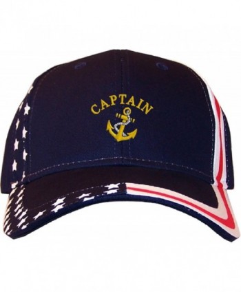 Spiffy Custom Gifts Captain Embroidered Stars & Stripes Baseball Cap Navy - CM12EDNLPUP