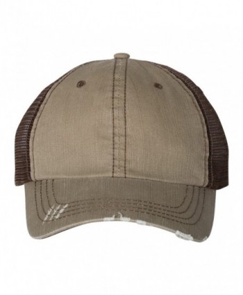 Mega Cap 6990 - Herringbone Unstructured Trucker Cap - Khaki/ Brown - C1188Z94C77