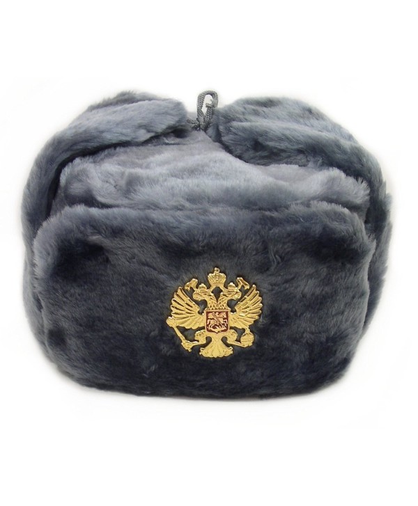 Russian Hat with Ear Flaps Gray Ushanka Hat (M) - CN11B7HW96P