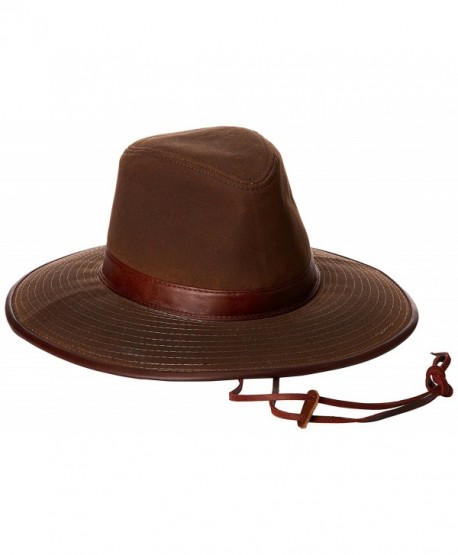 Dorfman Pacific Men's Oil Cloth Safari Hat With Leather Trim - Brown - C4112HKZHSD