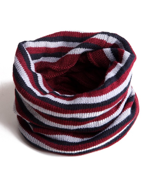 HDE Unisex Reversible Beanie Slouchy Baggy Knit Striped / Solid Ski Neck Warmer - Red - CU11HT3D93N