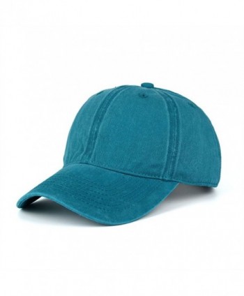 CANCA Vintage Washed Dyed Cotton Twill Low Profile Adjustable Baseball Cap - Lake Blue - CH183NKOCRC