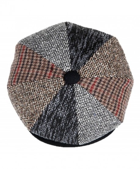 Mens Patchwork Wool Big Apple Duckbill Ivy Newsboy Irish Tweed Cap Hat - CW128AC3JC1