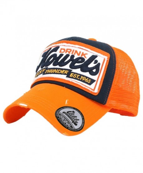 ililily Howel's Distressed Vintage Cotton Baseball Mesh Cap Snapback Trucker - Xl-orange - CL12HAQBWRR