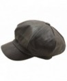 Men's Gatsby Bakerboy Hats Faux Leather 8 Panel Newsboy Flat cap - Brown - CE12M8K2EFZ