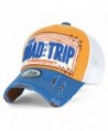 ililily Road Trip Vintage Distressed Snapback Trucker Hat Baseball Cap - Yellow - CX12KINE1P5