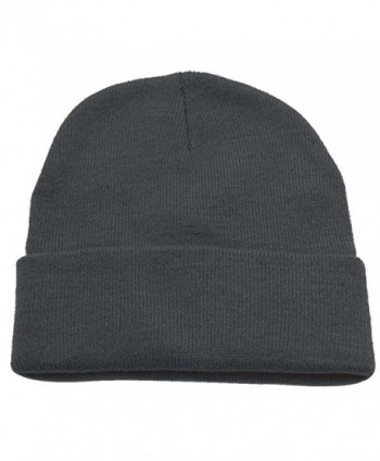 Hatter Unisex Beanie With Cuff Plain Solid Color Knit Cap - CA187QSTK6Q