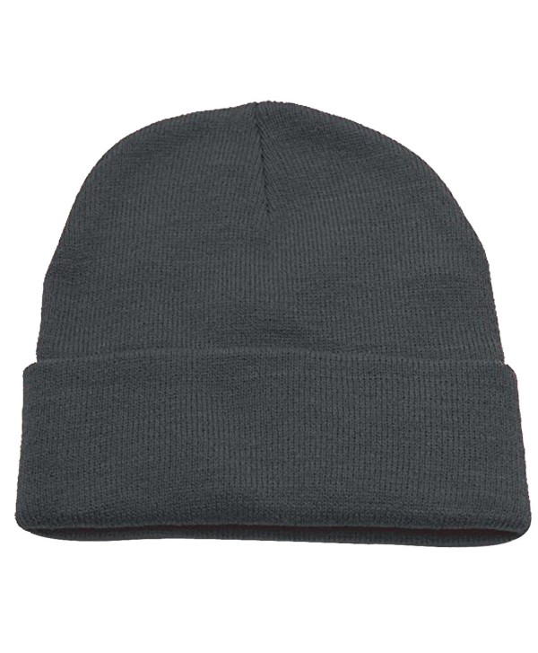 Hatter Unisex Beanie With Cuff Plain Solid Color Knit Cap - CA187QSTK6Q