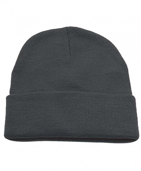 Hatter Unisex Beanie With Cuff Plain Solid Color Knit Cap - CA187QSTK6Q