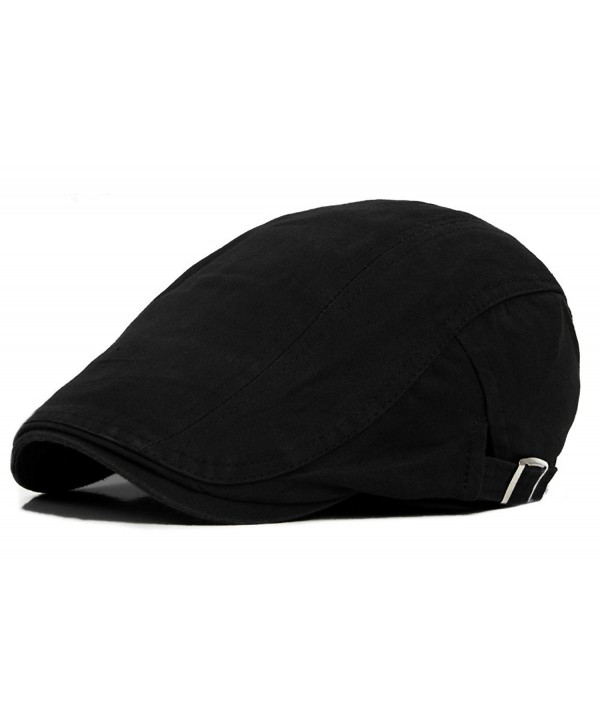 Men's Cotton Flat IVY newsboy Cap Hunting Hat Pack Of 2 - Black/Beige ...