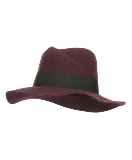 Wool Felt Band Panama Hat - Burgundy - CI126E0N3VJ
