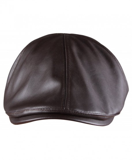 ORSKY PU leather Newsboy Cap for Men Flat Hat Cabby Cap Driving Cap Gatsby Cap - Brown - CO12NAAAC04