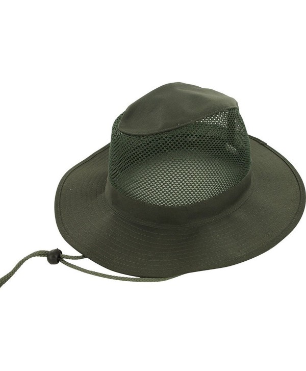 DealStock Adjustable Zip Tie Men Women Wide Brim Summer Outdoor Hat Cap - Green Mesh - CQ1219RVT2H