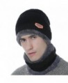 Xianheng Beanie Hat Scarf Set Winter Warm Thick Knit Skull Cap for Men Women - Black - C2188QRUWX3