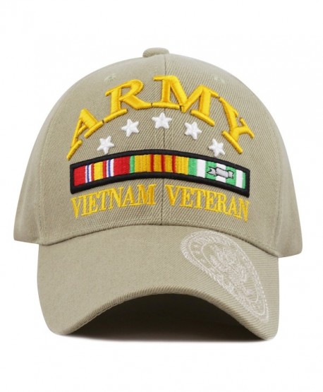 THE HAT DEPOT 1100 Official Licensed 3D Vietnam Veteran Ribbon Logo Cap - Khaki - CV12F7B1LZL