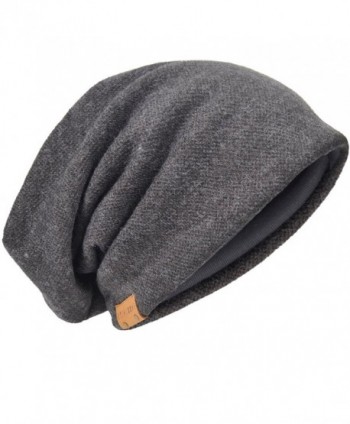 FORBUSITE Men Oversize Skull Slouch Beanie Large skullcap Knit Ski Hat B08 - Dark Gray-010b - CS126KEM919