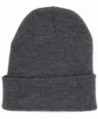 Dealstock Plain Knit Cap Cold Winter Cuff Beanie (40+ Colors Available) - Dark Gray - C211OMKKORF