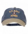 US Navy Retired Military Embroidered Two Tone Cap - Navy Khaki - CU12HV9QU1R
