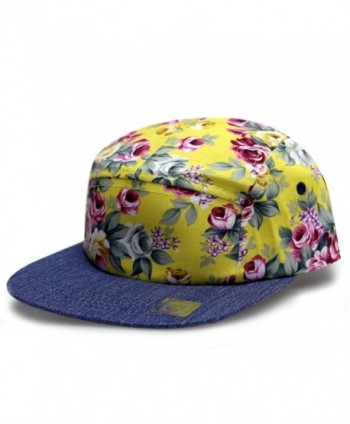 City Hunter Cn280P Plain Flower 5 Panel Biker Hat (3 Colors) - Rose Yellow - C611ZP1MZ1X