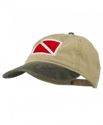 Scuba Dive Flag Embroidered Washed Pigment Dyed Cap - Black Khaki - CN11ONZ0QS1