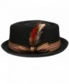 Premium Straw Porkpie Fedora BLACK