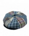 Emstate Irish Linen 8 Panel Applejack Newsboy Cap Made in USA Many Colors - Blue Plaid - CZ11D5W1V4B