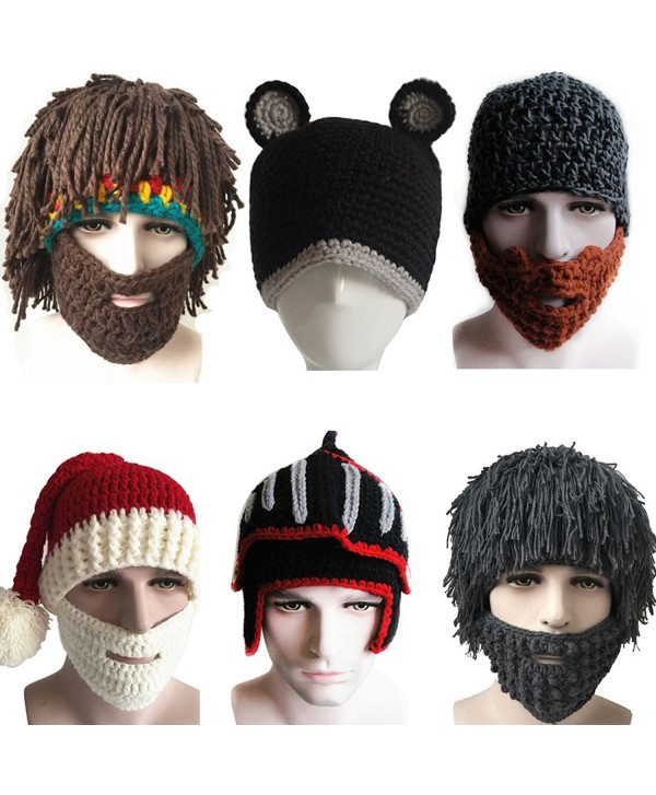 Yosang Windproof Ski Mask Warm Knitted Beanie Hat Cap - Yello & Brown Mask - C512N8O7IOX