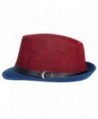 Aerusi Men's Fusion Straw Fedora Hat - Red Blue - CG128DICVSV