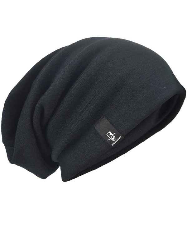 HISSHE Men's Slouch Slouchy Beanie Oversize Summer Winter Skull Cap N010 - Black - CZ18326EMKW