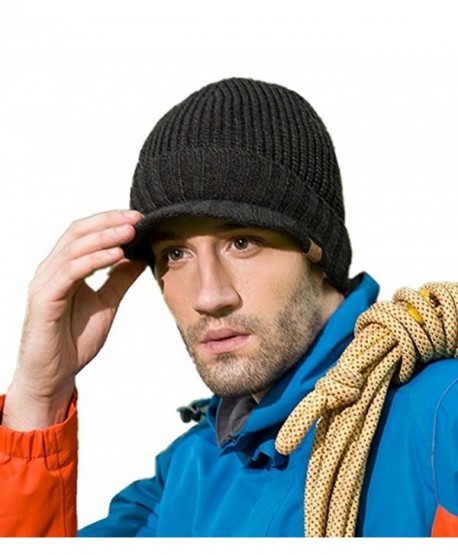 JOYEBUY Men's Outdoor newsboy Hat With Visor Winter Warm Thick Knit Beanie Cap - Dark Grey - C71863TW0TC
