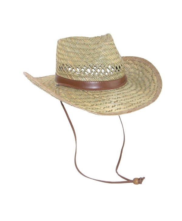 Dorfman Pacific Men's Rush Straw Lightweight Outback Hat with Chin Cord - Natural - CM1170SUFH5