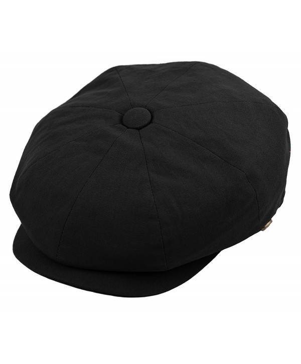 Deewang Mens newsboy Cap- Patchwork Cabbie- Driving Cap- Light Weight Applejack Hat - Black - CY182YR7WQQ