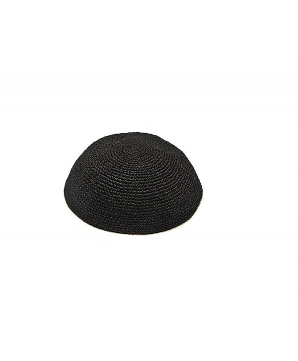 Art Judaica Knitted Yarmulka Kippah Serugah Black - Best Quality Size 20cm 8" - CQ12KI11V4B