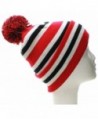 American Cities Chicago Block Letters Cuff Beanie Knit Pom Pom Hat Cap - Plain Red Black - CV11QK63FOX