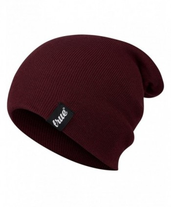 TRUE VISION Mens Beanie Hat Slouch or Traditional Style One Size Knitted Unisex - Burgundy - C1183S2DX2N
