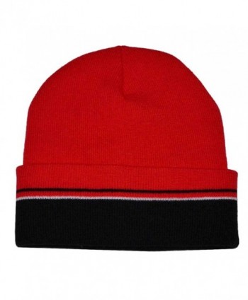 The G Cap G Men's Winter Multi Stripe Cuffed Beanie Knit Hat - Black Red White - CF11WV3FPL5