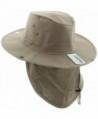 JFH Wide Brim Bora Booney Outdoor Safari Summer Hat w/Neck Flap & Sun Protection - Khaki Solid - CP183K4ETE3