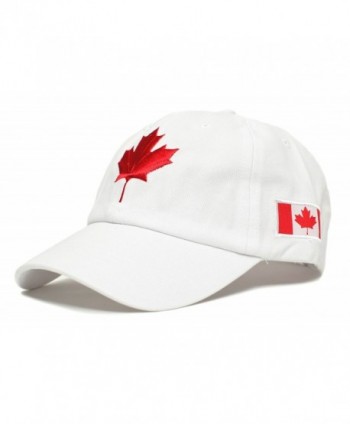 Canada Dad Hat Canadian Maple Leaf Cap Flag Embroidered Unisex Adult - White - C61836H9Q5M