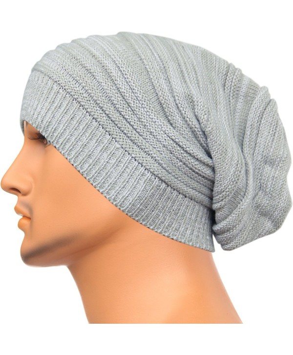 Rayna Fashion Unisex Beanie Hat Slouchy Knit Cap Skullcap Stripe Baggy Style 1017 - White - CE128ZOVVL1