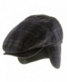 Tusco Wool Grey Plaid Ivy Cap Newsboy Hat with Fleece Ear Flaps - Navy - CG11POHBUEL