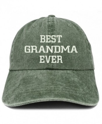 Trendy Apparel Shop Best Grandma Ever Embroidered Pigment Dyed Low Profile Cotton Cap - Dark Green - CF185LU2RL5