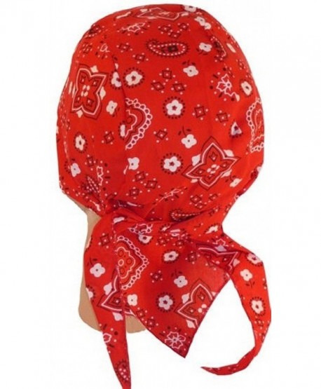 Skull Cap Biker Caps Headwraps Doo Rags - Red Paisley - CO12ELHP99B