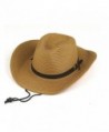 Opromo Adults Kids Cowboy Straw Hat Wide Brim Hat Summer Beach Sun Cap Foldable - Khaki - C4184YRTGE2