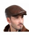 Vemolla Men's Real Cowhide Leather Beret Hunting Cap Beanie Trucker Cap Mens Sports Hat - Ancient Brown - CY12O18UOV1