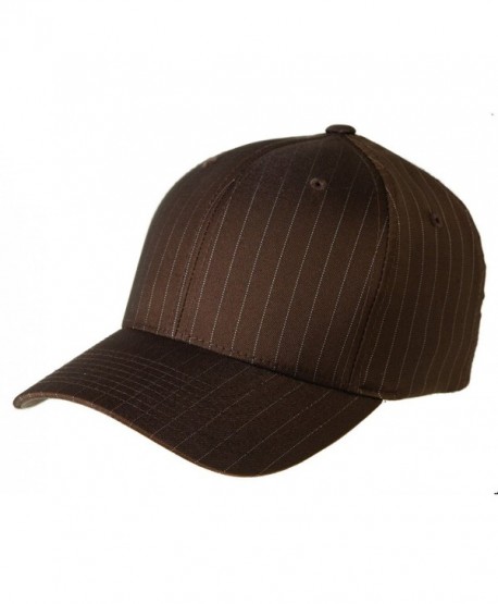 6195P Flexfit Stretch Twill Pinstripe Cap - Brown/White Pinstripe - C511OFWCHSJ