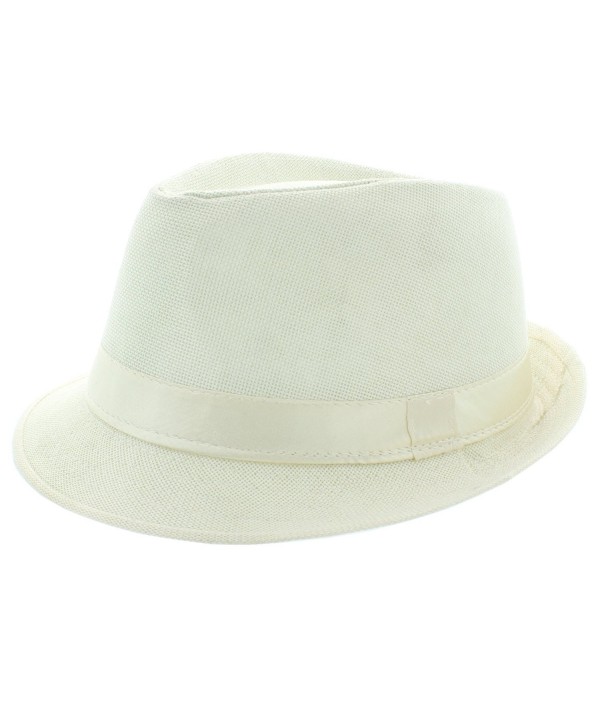 Faddism Fashion Fedora Hat - White - CB11MNEMEAL